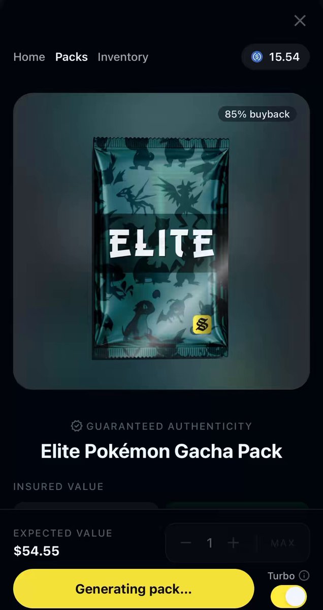The image shows a cellphone screen displaying a Pokémon Gacha pack for $49.56. It also features a link that takes the viewer to an eBay listing page titled "Insanely impressive @Collector_Crypt stats as of late, TCG lives on Solana". This suggests that the user is browsing through Pokémon-related items or items associated with the Collector Crypt platform. The post highlights the impressive number of packs opened in one week and emphasizes the high value of these Pokemon Gacha packs.