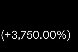 The image displays the figure "(+3,750.00%)" in bold white text against a black background, suggesting an extraordinary percentage gain. This dramatic figure aligns with the accompanying post about $MSTR (MicroStrategy), hinting at the company's staggering stock performance likely tied to its significant Bitcoin holdings.
