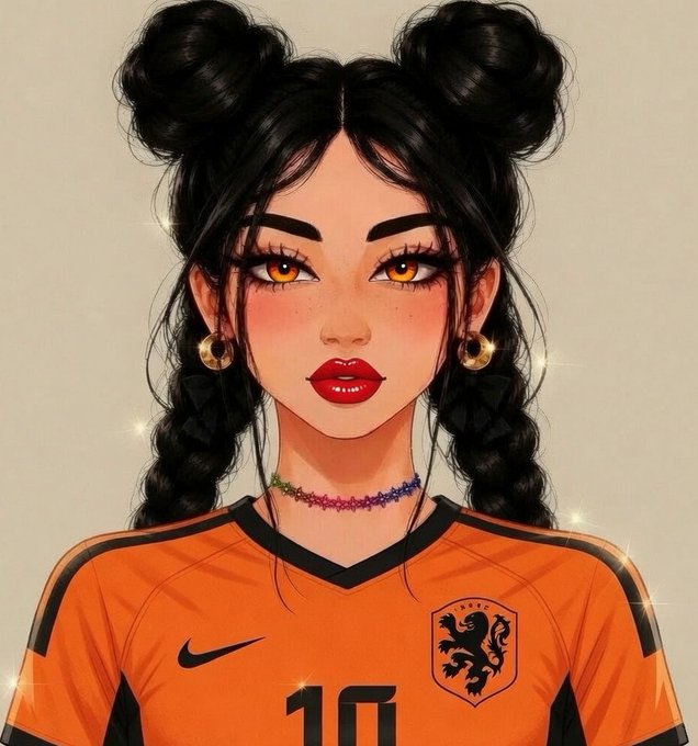 A digitally illustrated woman with black hair and orange eyes wears an orange jersey with the number 10, a Nike logo, and a lion crest, representing the strength and growth of Nucleus.