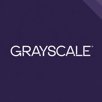 The image displays the text "Grayscale" in white against a purple background, along with a logo that says "Grayscale" below it. At the bottom of the image, there's a quote about an upcoming fund launch for Grayscale HST ETF. This suggests that the image is related to the fund and might be part of promotional content or a tutorial discussing Grayscale investment strategies.