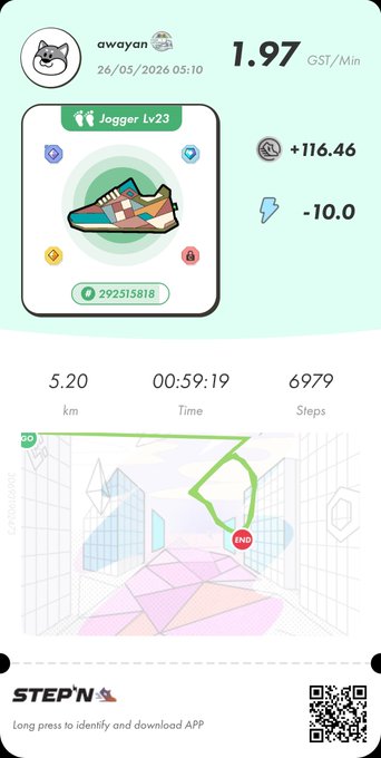 iphone screen displaying a fitness tracking app, with a cartoon shoe and map of the user's location.
