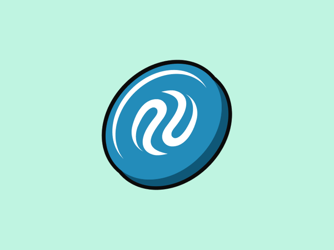 A blue oval-shaped logo with a white wave-like 'w' symbol on a light teal background.