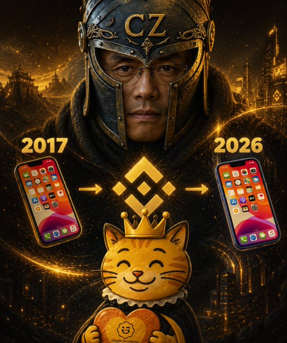 The image features two cell phones with cartoon cat characters on them, one of which has a crown on its head. The text above the cats reads "2017" and "2026", indicating that there are two different versions of these cat characters. The background is dark and has a castle in the distance, suggesting an alternate universe or fantasy setting for this image.