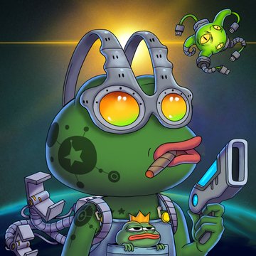 The image features a cartoon frog wearing glasses, holding a gun with an alien creature on top of it. The caption below the image reads "Your girlfriend or your buddy still doesn't know about @PepeExplorers ? Show them this...and let it sink in Explore". This suggests that the post is promoting the idea of exploring and discovering new things together, possibly related to the characters from the cartoon frog series.