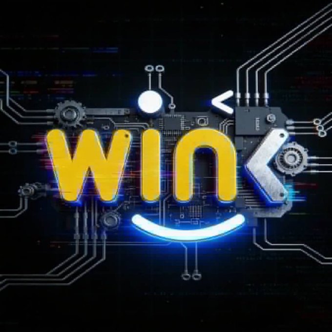 A stylized graphic showing the word 'WIN' in yellow letters with a blue smiley face, set against a dark circuit board background with glowing lines.
