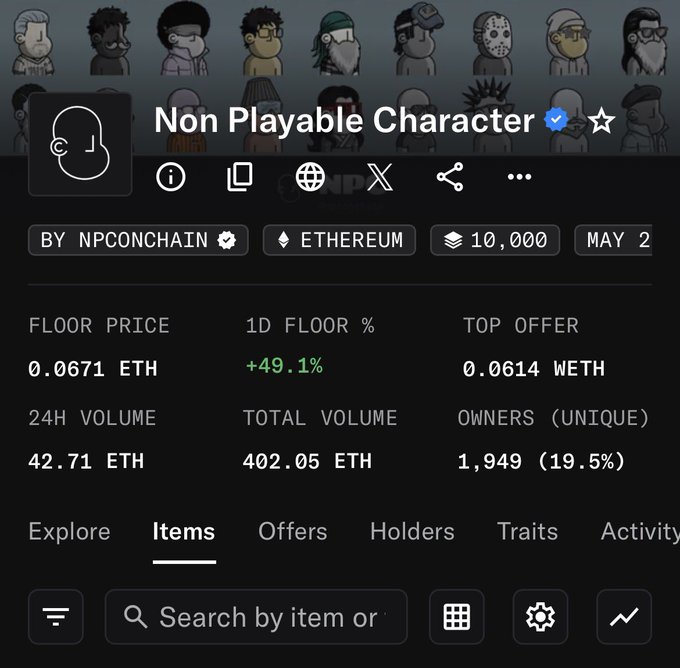 The image shows a screenshot of an item search page, with a list of items available for purchase or viewing. The main focus of the image is a character named "Non Playable Character" (NPC), which appears to be the central theme of the post. The post suggests that the NPC should be sent zero offers and zero activity in order to stop it from pumping hard, as indicated by the text "Send it zero". This implies that the player or user is trying to take control over the NPC's actions and limit its influence within the game world.
