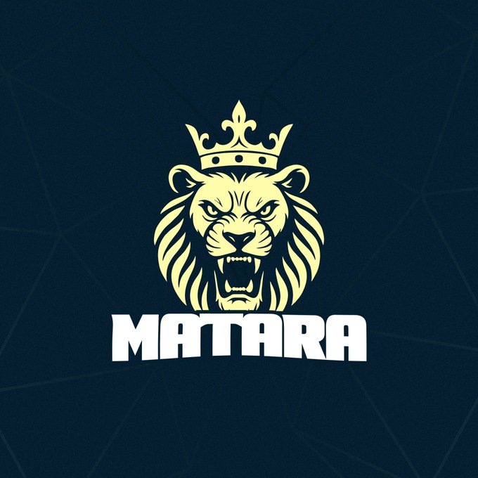 The image features a logo for a company named @CaptainMatara, which is a lion's head design. The lion's mouth is open wide, showing its teeth, and it has a crown on its head. The text "MARS" is written below the lion's head in white letters. The background of the image is black with white lines running through it. There are also some numbers visible in the image.