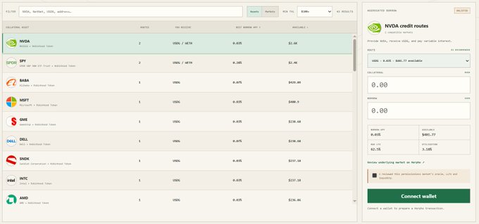 Cryptocurrency routing platform interface comparing validators like NVIDIA, SPY, SAGA, MSFT, GAME, DELL, SNDK, and INTC for an NVIDIA credit route transaction.