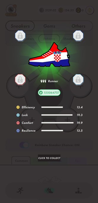 The image shows a cellphone screen displaying information about a running shoe, likely from an app or website. The screen also has a button at the bottom that says "Stepn". This could potentially be a feature for a fitness tracking application that encourages users to take breaks and step towards their daily exercise goal.