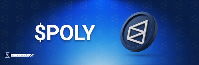 The image features a banner with the text "POLY" written above a blue circle, which appears to be a coin or token design. The background of the image has a gradient effect that transitions from dark to light shades of blue. This design choice suggests that the image is related to cryptocurrency or digital currency, as the word "POLY" is often associated with Bitcoin and other blockchain-based projects.