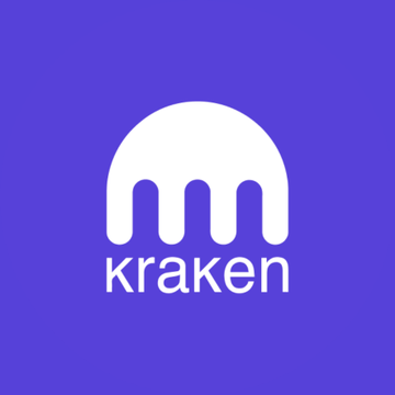 The image features a logo for a company named "KRAKEN" that uses a white octopus shape with three tentacles, symbolizing its integration into the cryptocurrency market. The company's name is written below the octopus design in white text. The background of the image is a solid purple color, which contrasts with the white octopus and makes it stand out. This logo design represents the company's focus on integrating seamlessly into the crypto space while maintaining its distinct identity.
