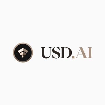 The image shows the USD.AI brand logo, featuring a dark circular emblem with a stylized geometric symbol next to the company name in black and taupe lettering. The accompanying post references USD.AI's $128.9M financing facility linked to a publicly listed GPU cloud provider operating large-scale Nvidia clusters.
