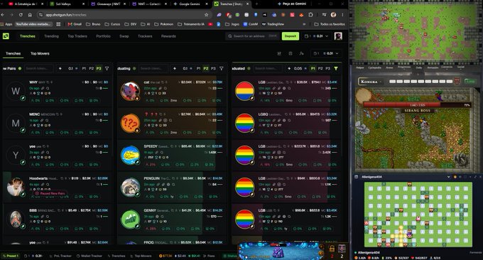 The image shows a computer screen displaying a web browser on a wooden desk, featuring the Arsenal football club logo (red shield with cannon) above the bold text "LIFETIME CONTRACT," with what appears to be an Idle game dashboard or marketplace interface. This visual ties to the post about enjoying the "IDLE meta" with multiple games like Obelisk Hero, baiakidle, BombCrypto, and BombFarm running simultaneously, highlighting the player's deep investment in idle-style browser games.
