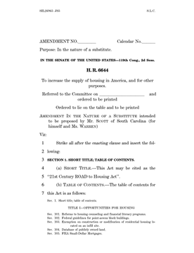 The image shows a page from "H. R. 6644" dated June 3rd, with the short title "The 21st Century ROAD to Housing Act." This is the housing bill referenced in the post, which Speaker Mike Johnson says will be sent to President Trump on Monday and signed into law, containing a temporary CBDC ban through 2030.