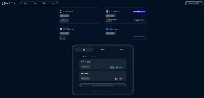The image depicts a screenshot of a computer screen displaying various elements related to a cryptocurrency exchange called @HastraFi, set against a dark blue background with purple and black accents that give off an air of mystery. The screen shows three lists of icons arranged in different columns, each representing different features or functionalities available on the platform. A post on the website highlights the benefits of investing in @HastraFi due to its focus on real economic activity and the partnership between @Figure and @HastraFi as one that stands out among other cryptocurrency exchanges offering similar services.