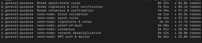 The image shows a computer screen with a long list of text written in black font. The text appears to be related to a program or application that has been run on the computer, possibly for testing purposes. The text includes terms such as "General Purpose", "Break Block Cylcles", and "Voting". There is also an image of a coin with the words "General Purpose" written around it.