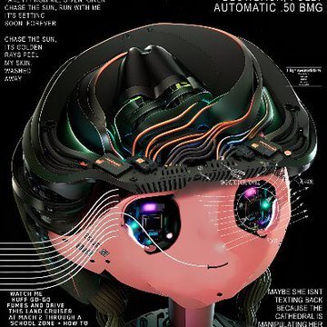 An image featuring an animated illustration of a girl with big eyes and long hair wearing a helmet with multiple cameras placed around her head. The cartoon style has been created using lines and shading to give depth to the scene. In the background, there are words such as "Automatic 60 Bmg" and "Watch me lose more than $200M - Loracle". Another image shows a girl talking about a video game called Zootopia where she talks about how it is not overrated.