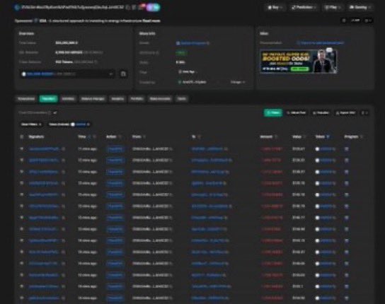 A dashboard displays an airdrop distribution page showing multiple wallet addresses receiving varying amounts of $ANSEM tokens, with a "$40K AIRDROP SERIES 12" promotional banner visible. The image illustrates the $ANSEM airdrop event mentioned in the post, showing the ongoing token distribution to hundreds of recipients with different amounts being sent.
