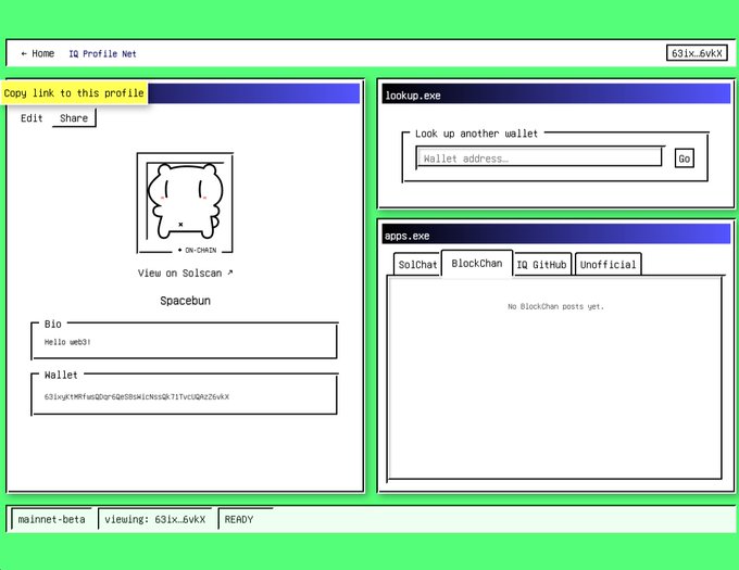 The image shows an old computer screen displaying a webpage with a green background, white text, and a cartoon character. The text appears to be about setting up an account for a cryptocurrency called Bitcoin or Ethereum. The website's URL can be found at the bottom of the image.