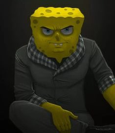 A cartoon depiction of SpongeBob SquarePants rendered in a humanized, realistic art style, wearing a dark hoodie and checkered shirt with a serious expression. The meme pairs the image with the caption "sent from my pumpfun app," humorously portraying the SpongeBob character as a rugged crypto trader promoting the Pump.fun platform.