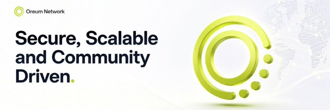 An Oreum Network promotional banner with the text 'Secure, Scalable and Community Driven.' next to a green circular logo.