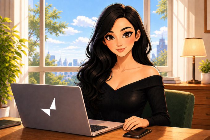 A young woman with long black hair works on a laptop with an Ethereum logo, with a phone beside her, while the caption discusses how Web3 requires strong backend systems, praising @vangrid_io for building a simple, open network for collaborative growth. The Ethereum logo on her laptop visually reinforces the Web3 theme, while her focused workspace setting symbolizes the technical systems work the post advocates for.