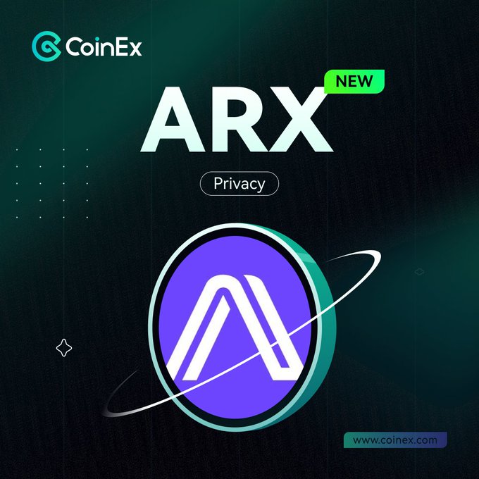 The image shows a webpage where CoinEX is advertising an ARX cryptocurrency pair. There are two types of coins displayed - one called "ARX" for "Aristrum X", and another coin named "USDT". These coins were listed as new, and they offer two trading options - deposit or withdrawal. The website also provides information on how to learn more about the pair, with a focus on understanding the different aspects of ARX, such as its trading mechanism and potential benefits.