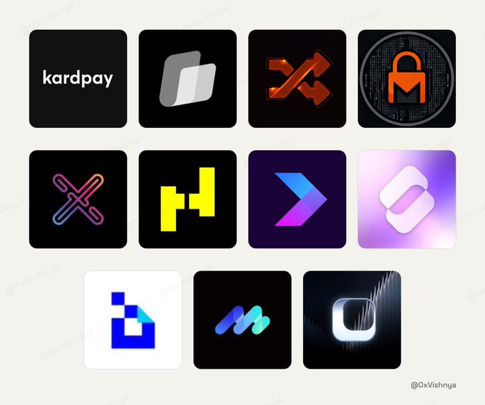 A grid of 11 crypto card brand logos (including Kardpay, Wirex, MetaMask Card, Cryptodotcom, and Crypto.com, among others) displayed on dark backgrounds, illustrating the variety of cards marketed as no-KYC despite all actually being issued by identifiable banks in their terms.