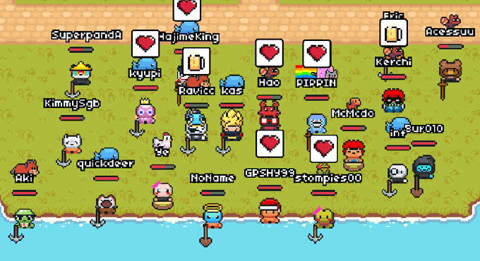 The image features a map of Pumpville with various characters from different games scattered across it. The characters include a pirate, a princess, a knight, and other game characters such as a dragon, a unicorn, and a bear. These characters are spread out across the map, indicating that they have been interacting or participating in gameplay events within the game. The post is titled "Welcome to everyone just discovering Pumpville!", which suggests that this community of gamers has recently joined the game and is excited about their new adventure together.