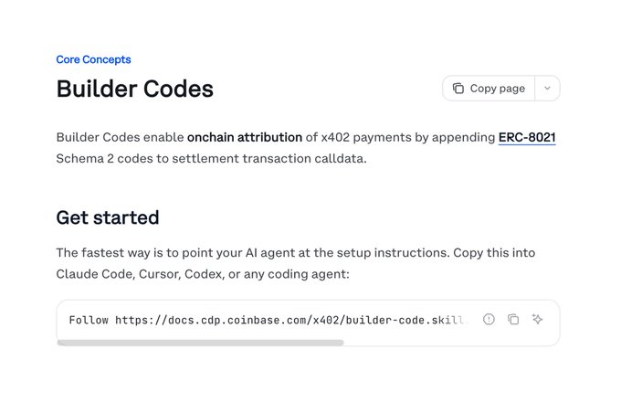 The image shows a screenshot of a webpage containing information about a pay-per-call API that helps users get live data from an ICO (Internet Capitalist Organization) mainnet gas payment system for only $0.001 per request. The page is titled "Builder Codes" and has a description that explains how to use the API, including details on how to get started, copy the page, and where to find the information. There is also a code example provided in the screenshot.