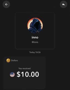 A screenshot of a chat from "inno" (@inno) on Flipcash shows a notification indicating that $10.00 USD was received in dollars at 18:26 today, supporting the post's claim of receiving a tip.
