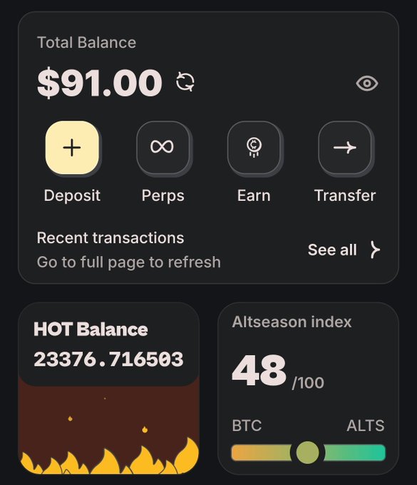 The image features a screenshot of an app's settings page displaying information about Hot Balance, transactions, and transaction status. The app's interface has a colorful design with vibrant images and icons representing various aspects such as money, deposits, recent transactions, and altcoin values like Bitcoins (BTC). One notable item is the $91 display, which seems to be part of the app's navigation menu or settings, rather than being directly related to the post about hot balance. The primary focus should remain on understanding the content displayed within the app, particularly regarding Hot Balance and how it impacts transactions, altcoin values, and overall financial management.