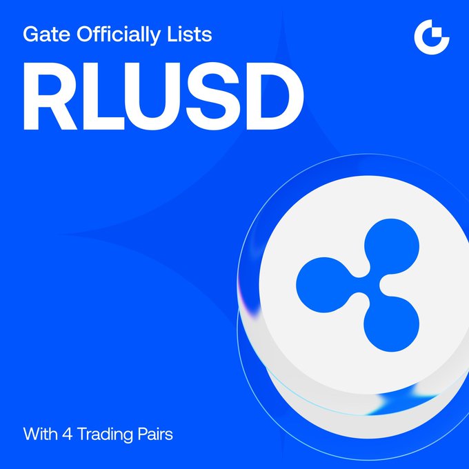 The image features a blue background with white text that reads "RLUSD is now live on Gate.io". This suggests that the content of the image is related to the trading platform, specifically the Rlsud cryptocurrency exchange. The image also includes a logo for the exchange and a description of how it works.