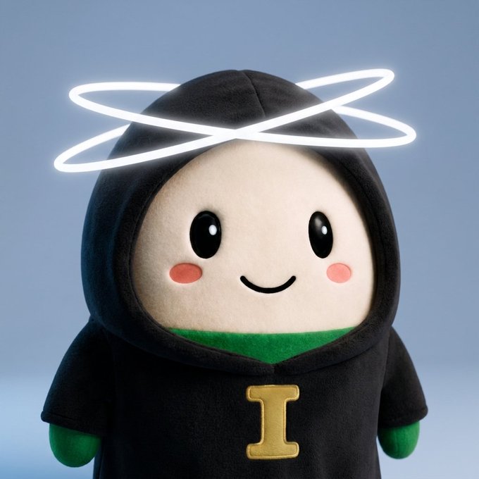 A cute plush-style character wearing a black hooded robe with a glowing white halo and a gold "I" emblem on the chest, designed as a profile picture (PFP) for the $CUPSEY meme coin. The image matches the post's excitement about the user generating a custom CUPSEY avatar in anticipation of their CUPSEY collectible set release and the token reaching a $100 million market cap.