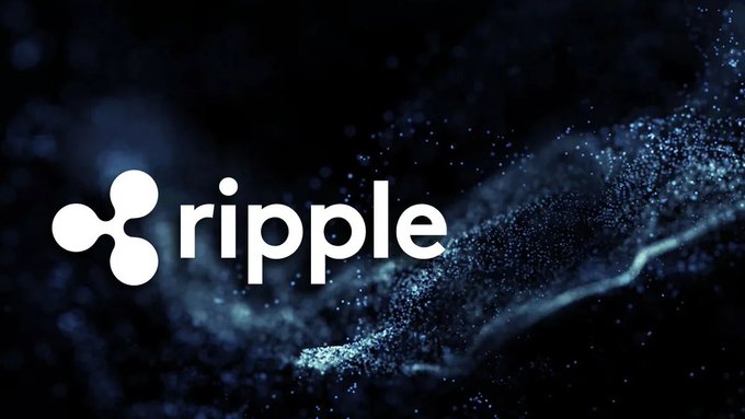 The Ripple logo is displayed in white against a dark blue background with particle effects.