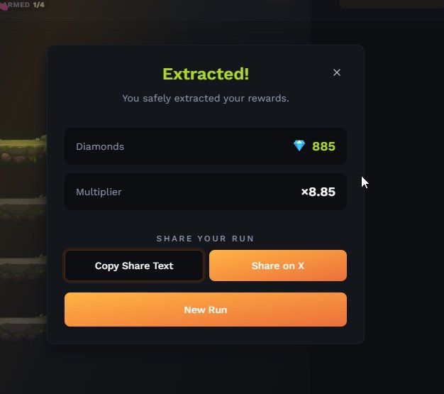 The image shows a computer screen displaying an interface of a game. On the right side, there is a section about copying share text. The title reads "copy share text" with the options displayed below for users to choose from. One of the options says "new run". Below this option, another choice offers two different ways to share your progress: either share the run or new run. On the left side of the interface, there is a counter displaying some sort of number. The total count appears to be more than one but I can't see the specific value.