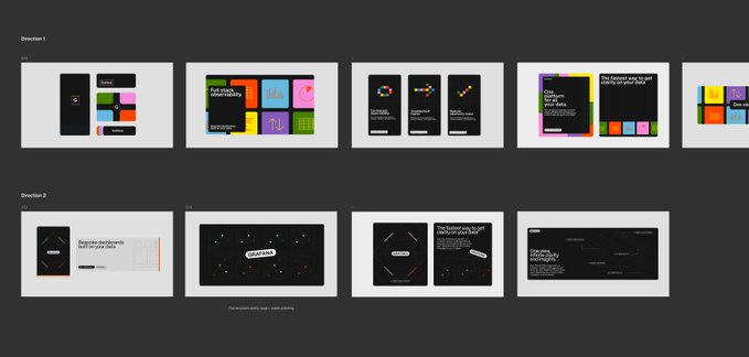 A showcase of presentation slide designs in two directions featuring bold black, neon, and colorful layouts with text about "Psychology," "Graphic Design," "The Creativity," and "Data." The image reflects a design portfolio created with hex, likely demonstrating template or design work from the user's first day using the platform.