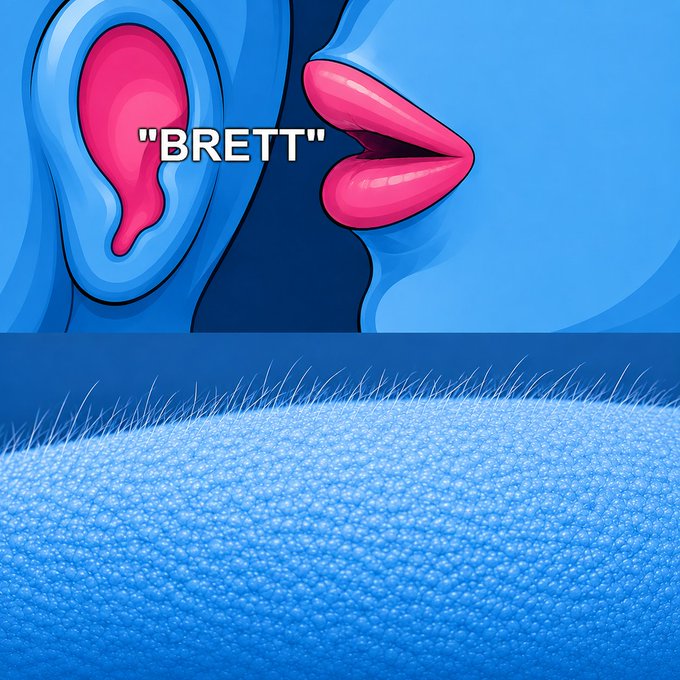 "The ticker is Brett", which appears to be a reference or caption for an artwork, possibly related to the artist's name.
