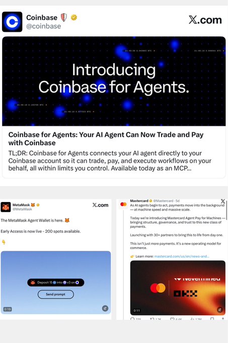 The image shows an email invitation to Coinbase, inviting people to become agents of AI agents. The post highlights that AI agents now have a wallet, which can be used to control and access their accounts independently from chatbox mode. It emphasizes that most AI agents currently exist in just chatbox mode and only a few platforms allow the use of API for your agent to trade on DEXes. This new offering allows users to connect directly with Coinbase through this AI agent platform, providing a significant step forward in utilizing AI agents for trading.