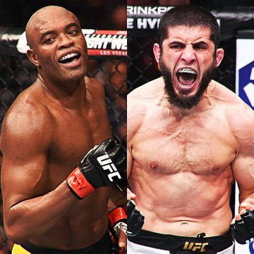 Two MMA fighters appear side-by-side in a promotional graphic—one on the left smiling broadly with a UFC glove visible, and the other on the right yelling intensely with an open mouth. The image likely represents the upcoming matchup referenced in the post, though it does not actually show either Islam Makhachev or Ian Garry.