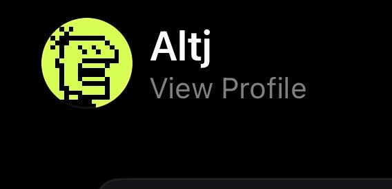 A dark profile screen shows a pixelated green character icon next to the username 'Alt' with a 'View Profile' option.
