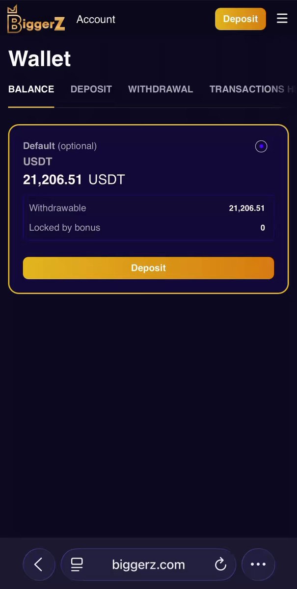 The image shows a cell phone screen displaying a message from BiggerZ about a transaction. The text reads "I just withdrew 10,000 USDT on BiggerZ". This information suggests that someone has recently completed a financial transaction using their mobile device.