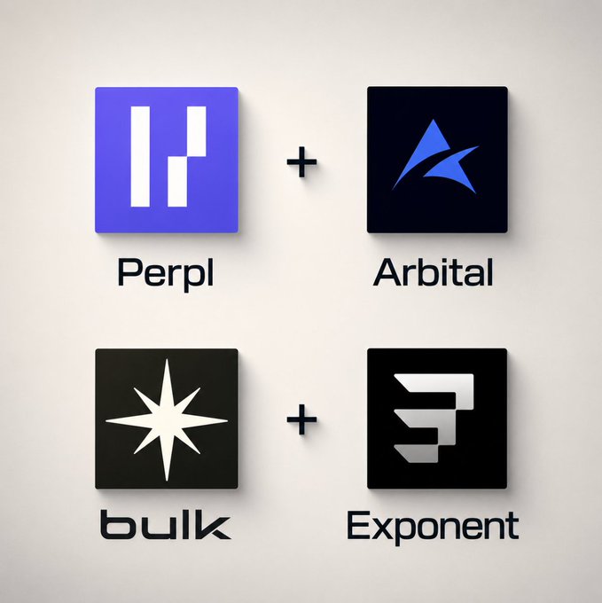 Four square logos arranged in pairs: Perpl + Arbital, and bulk + Exponent, displayed against a light background.