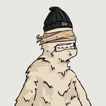 The image features a cartoon character with a large head, wearing a black beanie and a beige fur coat. The character has their eyes closed and appears to be in a state of sleep or relaxation. The caption above the image reads "Swept 35 after this announcement for a total of 50 dobs. The fact that i got the dobs i previously owned on sei for free and now dobs are deflationary... devs are cooking." This text seems unrelated to the cartoon character, but it is placed in the same area as the image.