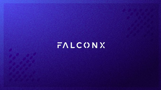 The image features a blue square background that prominently displays the word "FalconX" written in white letters, along with the phrase "has started the process to go public by filing private paperwork with the SEC". The text also mentions that the company has hired an investment bank and financial experts for guidance during this process.