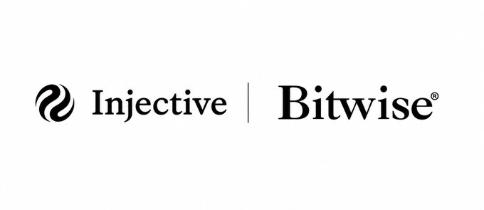 A clean black-and-white logo displaying 'Injective | Bitwise®' with their respective brand icons.