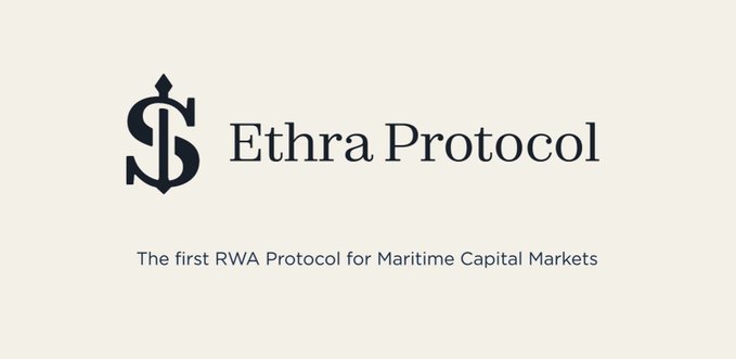 Logo for Ethra Protocol, a maritime finance platform, featuring an anchor intertwined with a dollar sign, with the tagline 'The first RWA Protocol for Maritime Capital Markets.'