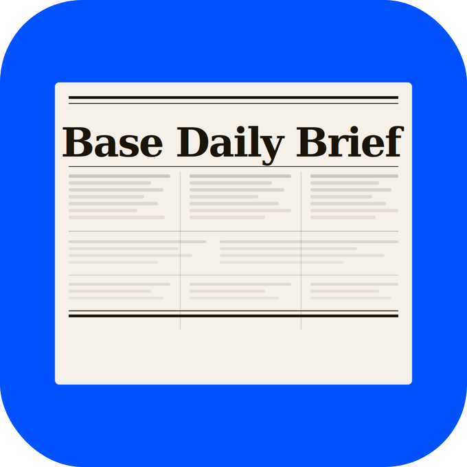 A blue square app icon featuring a newspaper graphic with the headline 'Base Daily Brief' above placeholder text columns.