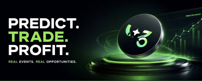 A sleek promotional graphic for a crypto/trading platform featuring bold text "PREDICT. TRADE. PROFIT." alongside "REAL EVENTS. REAL OPPORTUNITIES." The dark design showcases a glowing green circular logo with what appears to be a bull symbol, set on a futuristic pedestal with a "PREDICTION MARKET" chart displayed in the background. The image reinforces the post's message about consistent, disciplined trading by emphasizing prediction-based profit opportunities offered by VizoExchange.
