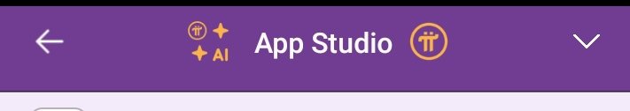 The image shows a purple header bar with "App Studio" as the title, featuring a back arrow, AI sparkle icon, and a Pi Network logo. It visually represents the Pi App Studio platform mentioned in the post, highlighting the new development environment where Pi Network builders can create and deploy apps.